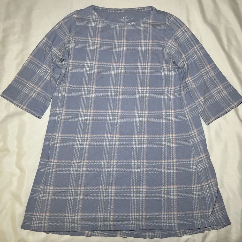 J. Jill Sleep Ultrasoft Elliptical Nightgown Size M Purple Plaid Gown *READ*